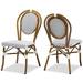 HomeStock Antique Ambiance French Indoor And Outdoor Navy And White Bamboo Style Bistro Stackable Dining Chair Set