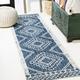 JONATHAN Y JONATHAN Y Carwa Diamond Tribal Medallion Indoor/Outdoor Area Rug 2 X 10 - Blue/Ivory