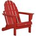 Folding Adirondack Chair Faux Wood Patio & Fire Pit Chair Weather Resistant HDPE for Deck Outside Garden Porch Backyard Red