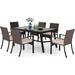 Outdoor Patio Dining Set 9 PCS Patio Furniture Set with Extendable Metal Table and 8 Rattan Wicker Chairs Beige Cushion