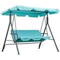 Outdoor Patio Swing Chair 3-Person Convertible Canopy Hanging Swing Glider Lounge Chair Removable Cushions blue