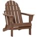 Folding Adirondack Chair Faux Wood Patio & Fire Pit Chair Weather Resistant HDPE for Deck Outside Garden Porch Backyard Brown