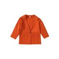 Canrulo Toddler Baby Girls Jacket Long Sleeve Notched Lapel Coats Single Breasted Blazers Outerwear Orange 3T