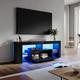 Elegant - High Gloss led tv Stand Multi-Light Effect tv Cabinet with Large Storage Space Living Room Bedroom Furniture, Black 1400mm