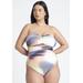 Plus Size Women's Strapless Mesh Ruched One Piece by ELOQUII in Sunset Glow (Size 24)