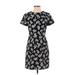 Ann Taylor LOFT Casual Dress - Sheath Crew Neck Short sleeves: Black Floral Dresses - Women's Size 2
