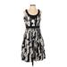 Carmen Marc Valvo Casual Dress - A-Line Scoop Neck Sleeveless: Black Print Dresses - Women's Size 6