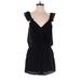 Lucca Couture Romper V-Neck Sleeveless: Black Solid Rompers - Women's Size Small