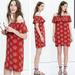 Madewell Dresses | Madewell Red 100% Silk Palm Print Off Shoulder Mini Dress Nwt | Color: Red | Size: Xxs