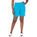 Plus Size Women's Soft Ease Knit Shorts by Jessica London in Ocean (Size M)