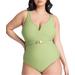 Plus Size Women's Seashell Clasp Belt One Piece by ELOQUII in Sage Green (Size 18)