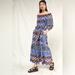 Anthropologie Dresses | Anthropologie Abstract Flounced Off-The-Shoulder Maxi Dress | Color: Blue | Size: M