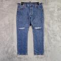 Levi's Jeans | Levis 501 Jeans Men 38 Blue Straight Medium Wash Denim Ripped Button Fly Pants | Color: Blue | Size: 38