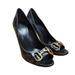 Gucci Shoes | Gucci Horsebit Peep Toe Pumps Heels Black Leather Size 7 Distressed Vintage | Color: Black | Size: 7