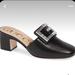 Gucci Shoes | Gucci Crystal G Mules In Black Leather With 2” Wrapped Block Heel Size Us 8 1/2 | Color: Black/Silver | Size: 8.5