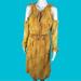 Michael Kors Dresses | Michael Kors Womens Sz L Yellow Paisley Midi Cold Shoulder Stretch Long Dress | Color: Yellow | Size: L