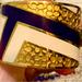 Coach Jewelry | Authentic Coach Push Hinge Bangle Bracelet Navy Blue Gold White | Color: Blue/Gold/White | Size: Os