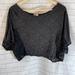 Free People Tops | Free People Black Lace Panel Crop Top Sz M | Color: Black/Silver | Size: M