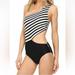 Michael Kors Swim | Michael Kors Cut Out One Shoulder Asymmetric Swimsuit | Color: Black/White | Size: 4