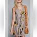 Free People Dresses | Free People Lovely Day Printed Tunic In Taupe Floral Deep V Swing Dress Medium | Color: Tan | Size: M