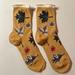 Free People Accessories | Free People Autumn Leaves, Butterfly, Ladybug Socks In Ocre. Size S/M | Color: Gold/Green | Size: Os
