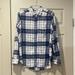 American Eagle Outfitters Tops | American Eagle Navy Blue & White Plaid, Flannel Longsleeve, Boyfriend Fit Shirt! | Color: Blue | Size: M