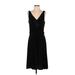Jessica Howard Casual Dress - Party V-Neck Sleeveless: Black Solid Dresses - Women's Size 4