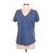 G.H. Bass & Co. Short Sleeve T-Shirt: Blue Marled Tops - Women's Size Large