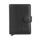 DuDu Men’s Credit Card Holder with Snap Closure, Leather Miniwallet RFID Blocking Automatic Pop Up Card Wallet for Cards & Banknotes Black