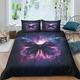 ELedvb Purple Butterfly Duvet Cover Double Microfiber Starry Sky Bedding Set, 3D Print Size Duvet Quilt Cover&Pillowcase With Zipper, Duvet Cover for Men Woman Kids 3 Pcs Double（200x200cm）