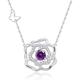 Sterling Silver February Birthstone Necklace Created Amethyst Necklace Camellia Jewellery Rose Jewellery Gifts for Her Women Girls, 18+2 inches