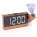 FENGCLOCK 1.8 Inch Alarm Clock with Projection, Wood Ceiling Projection LED Electronic Alarm Clock Projection Clock, FM Radio Backlight/Snooze Projection Alarm Clock