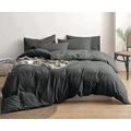 KINNS GREY 100% Cotton King Size Duvet Cover Sets with 2 Pillow Cases - Exceptionally Soft King Size Duvet Cover Sets Cotton Combed Jersey Duvet Cover - Cosy 100% Cotton Duvet Covers