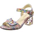 Laura Vita Women's Framboise Sandals in Genuine Leather with Flowers and Transparent Block Heel. Blue, blue, 8 UK