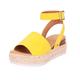 Sandals for Women Dressy Summer Wedge Sandals Casual Open Toe Rubber Sandals Buckle Ankle Women's Wedge Studded Sole Strap Women's Sandals Womens Walking Sandals Platform Sandals for Women (Yellow, 6)