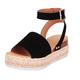 Sandals for Women Dressy Summer Wedge Sandals Casual Open Toe Rubber Sandals Buckle Ankle Women's Wedge Studded Sole Strap Women's Sandals Womens Walking Sandals Platform Sandals for Women (Black, 4)