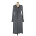 Suzanne Betro Casual Dress - Midi V Neck 3/4 sleeves: Gray Dresses - Women's Size 1X
