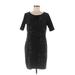 Elie Tahari Casual Dress - Sheath Scoop Neck Short sleeves: Black Print Dresses - Women's Size Medium