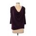 Bisou Bisou Cocktail Dress - Shift Plunge 3/4 sleeves: Purple Solid Dresses - Women's Size 8