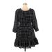 La Vie Rebecca Taylor Casual Dress - A-Line Scoop Neck 3/4 sleeves: Black Print Dresses - New - Women's Size X-Large