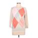 Lands' End Pullover Sweater: Pink Color Block Tops - Women's Size Large