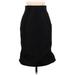 ROCHAS Silk Pencil Skirt Midi: Black Solid Bottoms - Women's Size 38