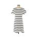 Madewell Casual Dress - Shift High Neck Short sleeves: White Print Dresses - Women's Size X-Small