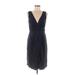 Banana Republic Casual Dress - Party Plunge Sleeveless: Blue Print Dresses - Women's Size 8 Tall
