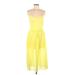 BCBGeneration Casual Dress - A-Line V-Neck Sleeveless: Yellow Solid Dresses - New - Women's Size 6