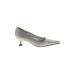 St. John Heels: Slip On Kitten Heel Glamorous Gray Print Shoes - Women's Size 8 1/2 - Pointed Toe