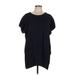 Lou & Grey Casual Dress - Mini Crew Neck Short sleeves: Black Solid Dresses - Women's Size Medium