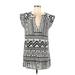 Madewell Casual Dress - Shift V Neck Short sleeves: Gray Aztec or Tribal Print Dresses - Women's Size Small