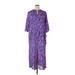 Casual Dress - Shift Crew Neck 3/4 sleeves: Purple Print Dresses - Women's Size X-Large