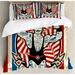 East Urban Home Nostalgic Duvet Cover Set, Vintage Circus Star, Calking, Beige Red Blue Microfiber in Blue/Red/White | Wayfair